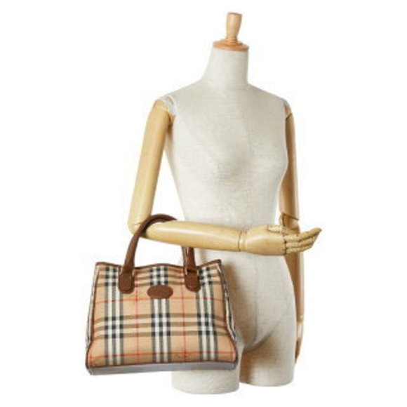 Burberry Nova Check Shadow Horse Tote Bag Handbag Beige Multicolor - Picture 10 of 10